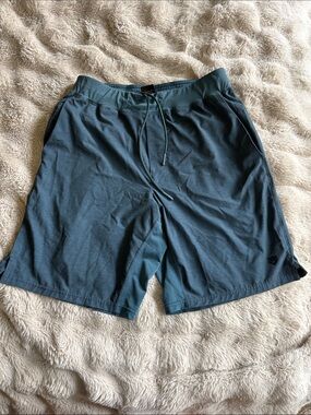 Men’s Veece Athletic Drawstring Shorts in Slate Blue/teal